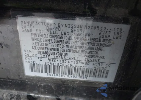 2020 Nissan Sentra S Xtronic Cvt z USA, uszkodzony, nr VIN 3N1AB8BV0LY289089